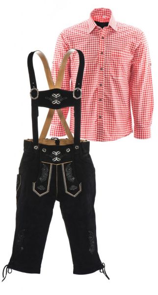 SET IN PELLE D (PANTALONI NERI + CAMICIA ROSSA)